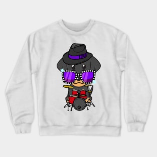 Cute dachshund jamming on the drums Crewneck Sweatshirt